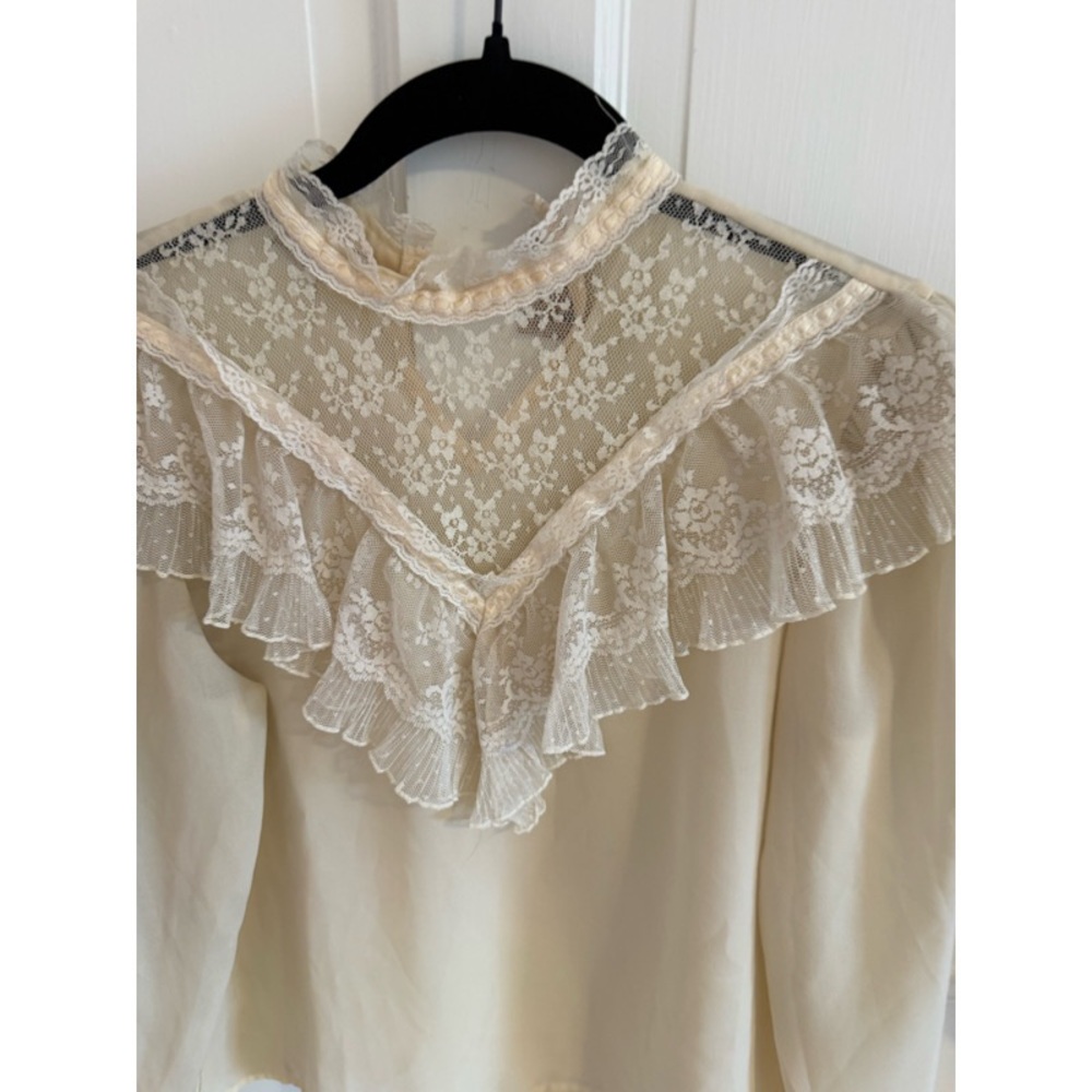 Vintage Gunne Sax Victorian Lace Long Sleeve Blouse - Picture 2 of 11